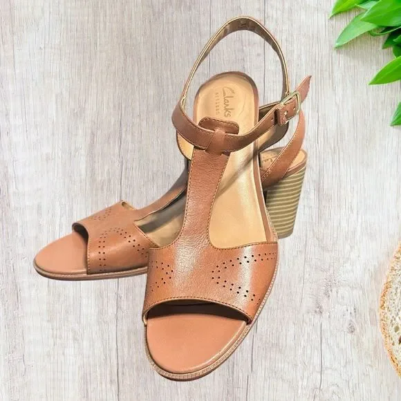 Clarks Ciera Glass Womens Sandals Size 9.5 Brown Open Toe‎ Ankle Strap - Picture 4 of 8